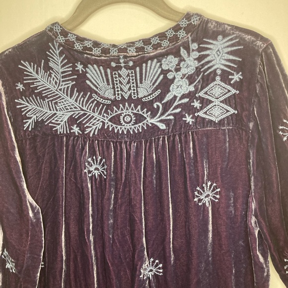Johnny Was Dylan Velvet Double-tassel Blouse In Iridescent Blue - RARE - Small - Picture 13 of 16